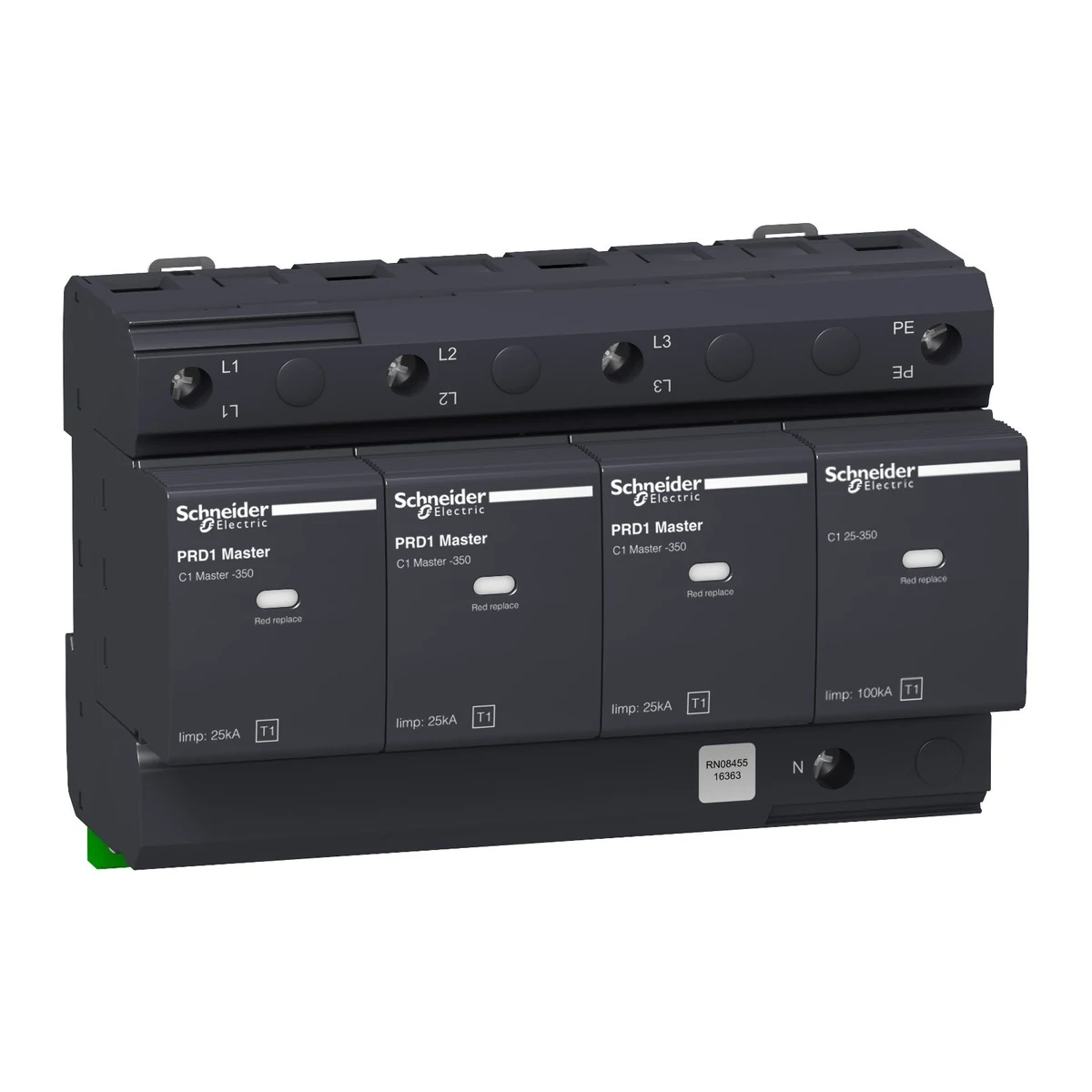 Schneider Electric 16363 Sabit ve Kartuşlu tip AG Parafudr, PRD1r Master 3P+N