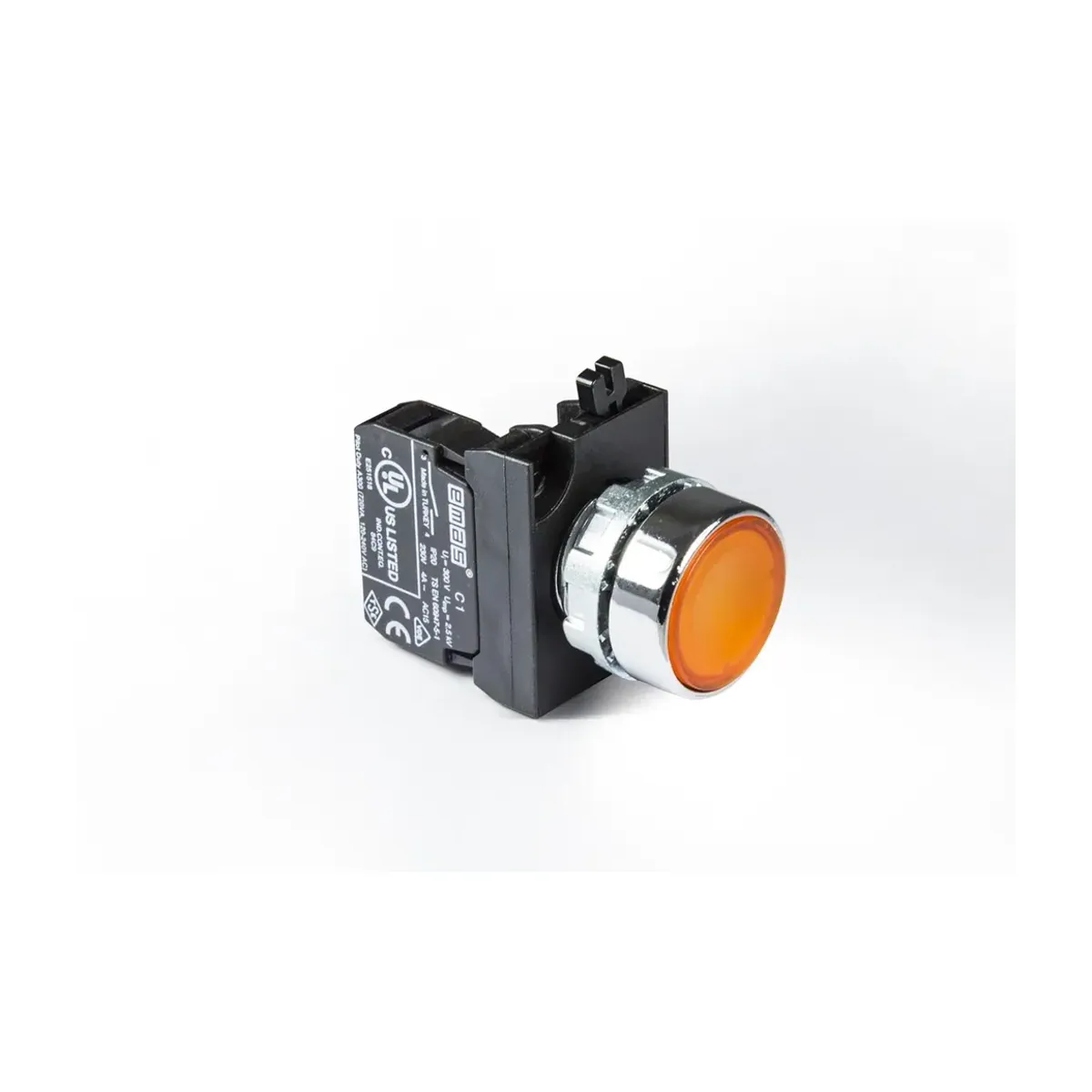 Emas CM Serisi Metal Düz Yaylı Tip Sarı Buton 1NO 22mm IP65