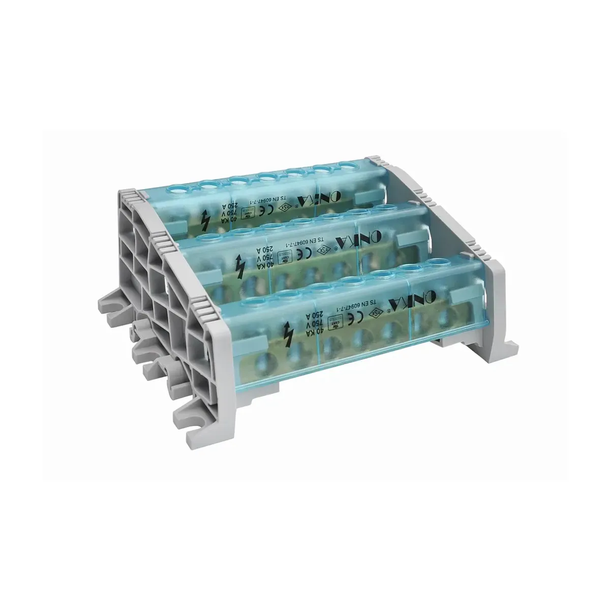 Onka 15 Delikli 3 Kutuplu Kapaklı Dağıtıcı Ünite 250A 15X10mm ALÇAK TİP