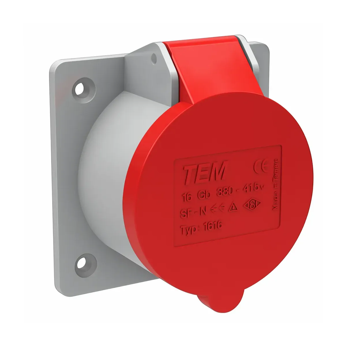 Tem 544.316.350 16A Three-Phase Rubber Panel Socket IP44