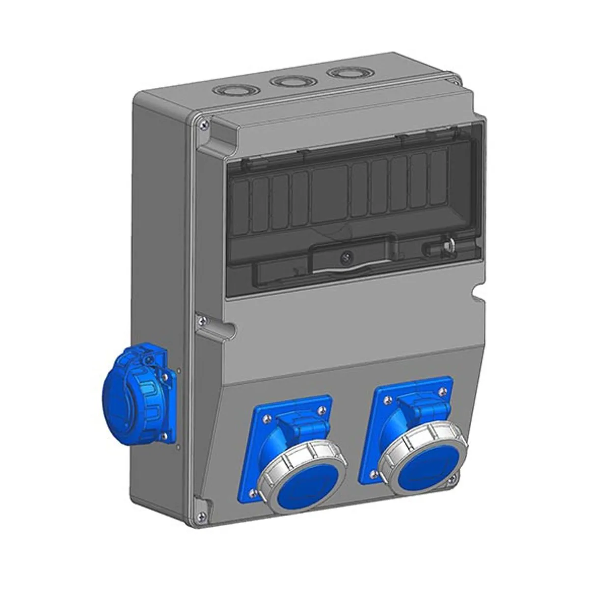 Mete Enerji 7006505CB501 2 adet 3x16A IP67 Eğik Makine Prizi Önde + 2 adet 1x16A IP66/68 Pano Prizi Yanda
