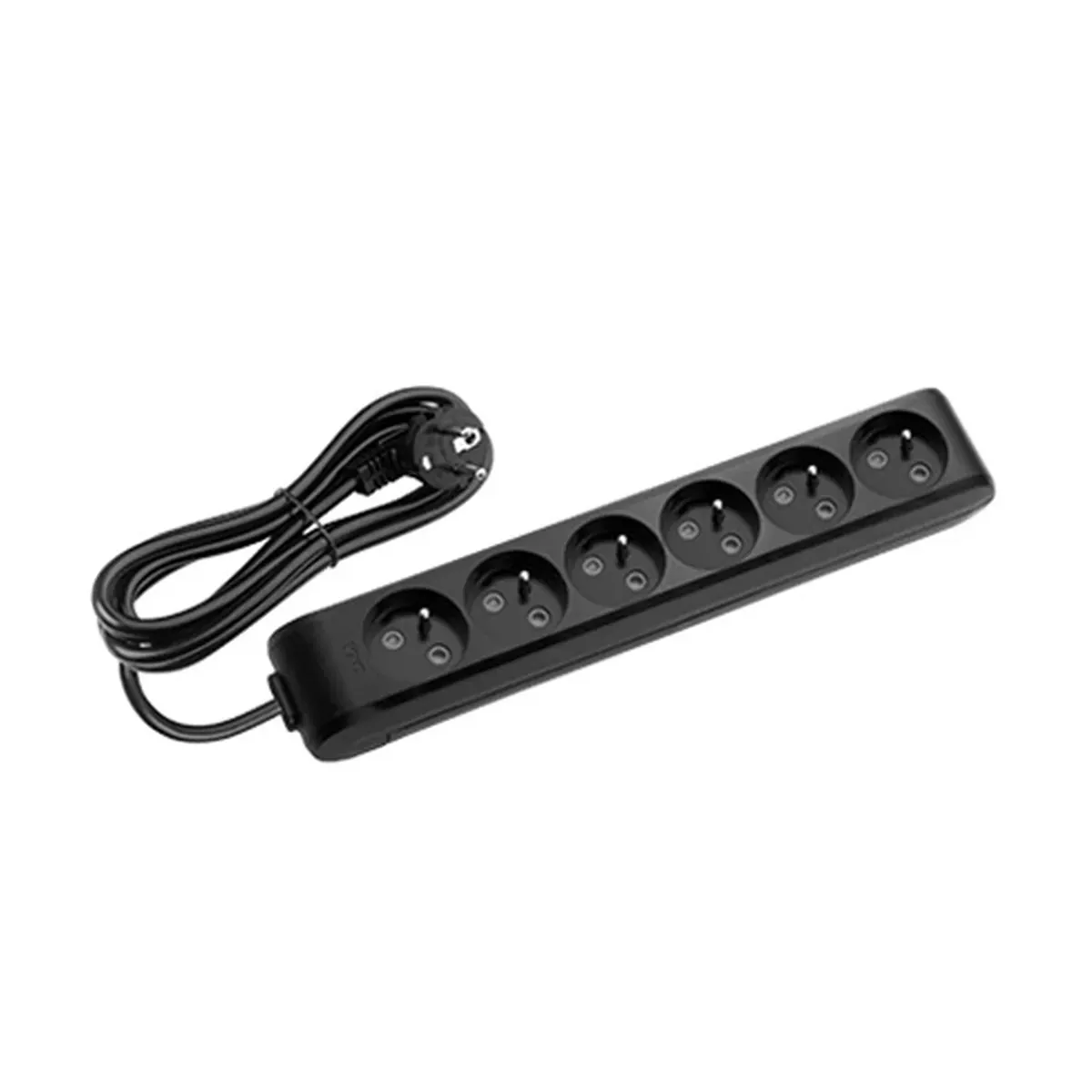 Viko Black Six-Way UPS Grounded Socket with Cable, Child-Protected - 2 Meter