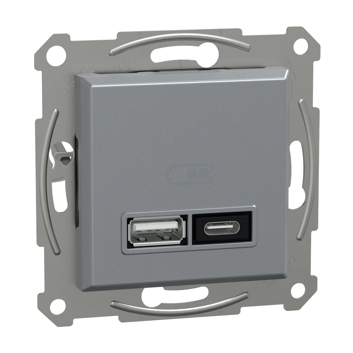 Schneider Electric EPH2700562 USB Socket, 21W, dual, Type A+C, steel