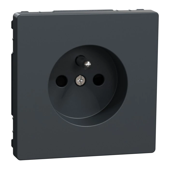 Schneider Electric MTN2500-6034 Grounded Socket, With Cover, Screwless Terminal, Anthracite, Glossy, System Design