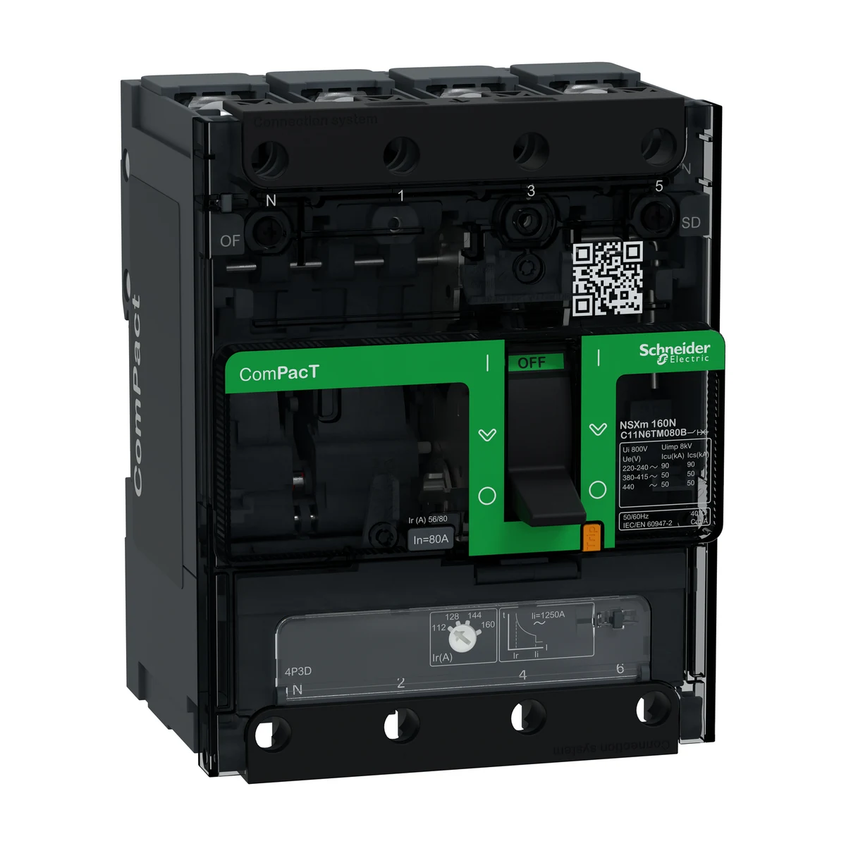 Schneider Electric C11N6TM050B NSXm Circuit Breaker 50 kA TM50D 4P/3T Busbar