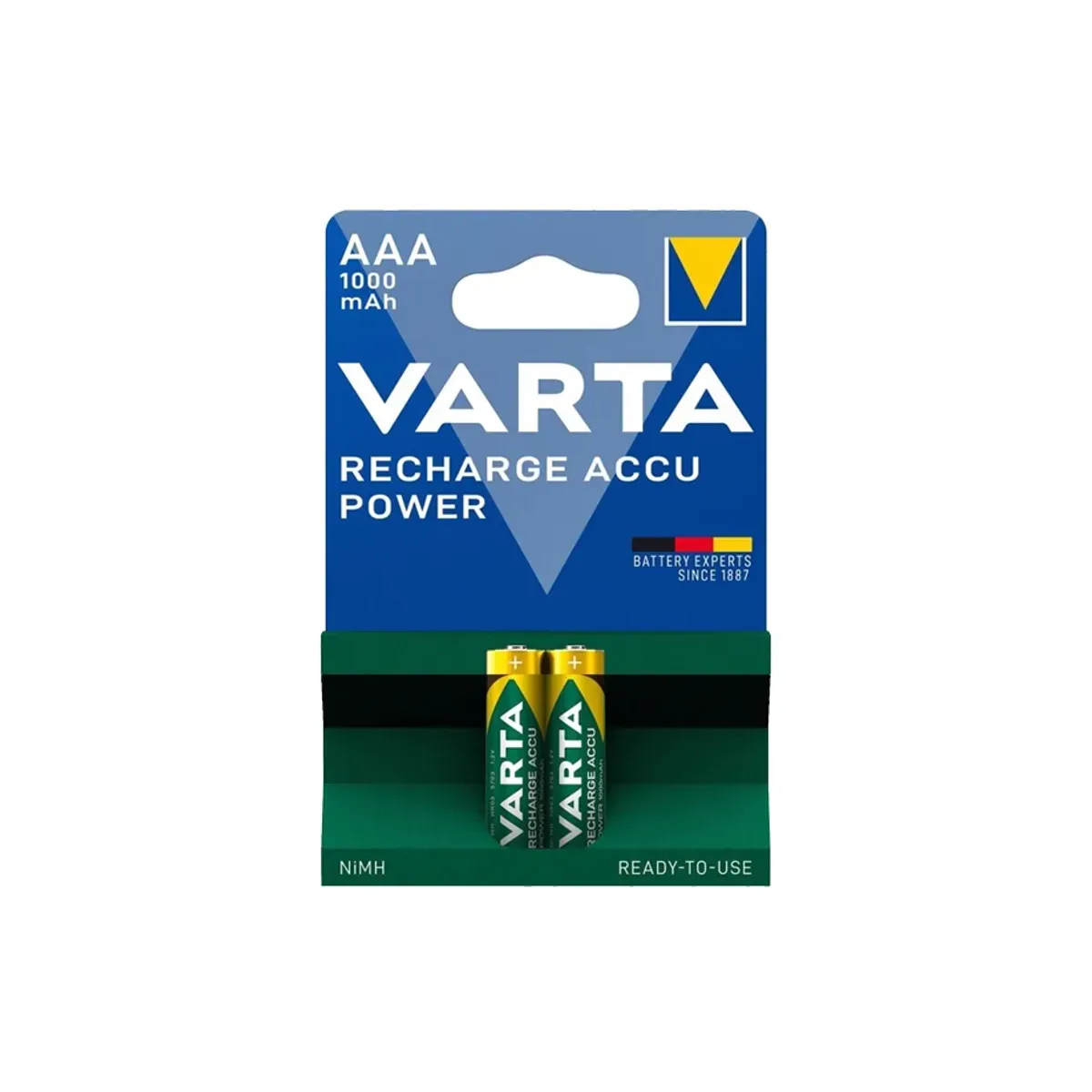 Varta AAA 1000mAh 1.2V NiMH 2'li Paket Recharge Accu Power Şarj Edilebilir Pil