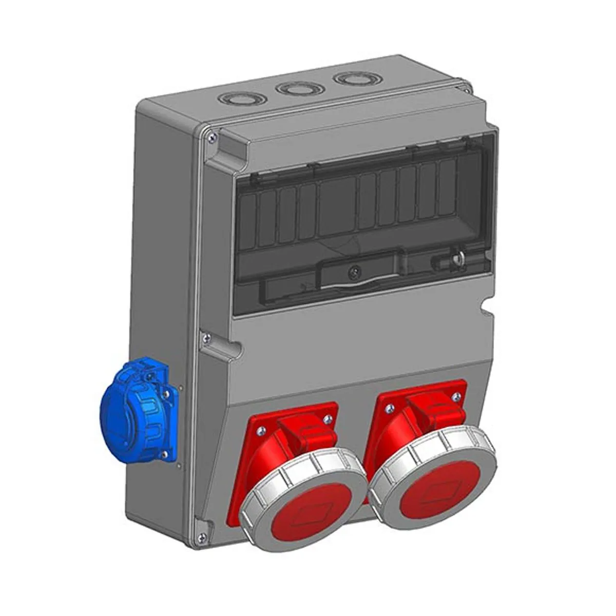 Mete Enerji 7006505CB506 2 adet 5x32A IP67 Eğik Makine Prizi Önde + 2 adet 1x16A IP66/68 Pano Prizi Yanda