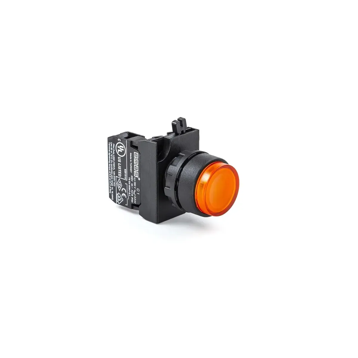 Emas CP Serisi Plastik Çıkık Yaylı Tip Sarı Buton 1NO 22mm IP65