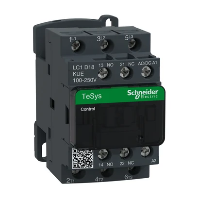 Schneider Electric LC1D18KUE TeSys Deca Green Contactor 3P 18A AC3 100-250VAC/DC