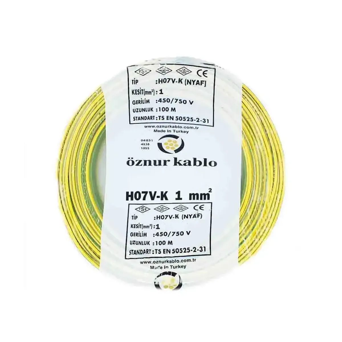 Öznur NYAF 1x1 mm2 H07V-K Sarı Yeşil Topraklama Kablosu