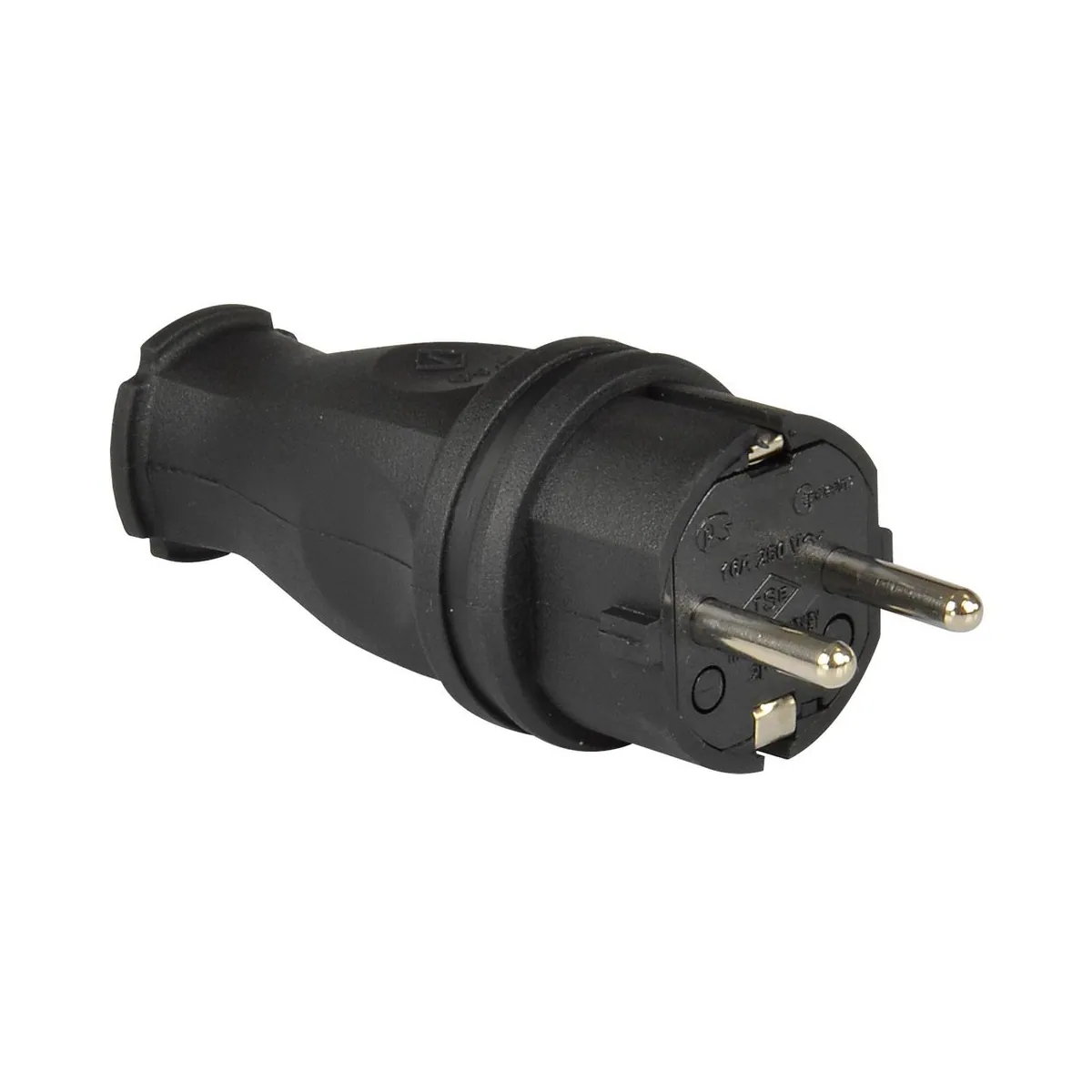 TP Elektrik 3101-301-0300 1x16A Rubber Straight Plug, IP 44, Black