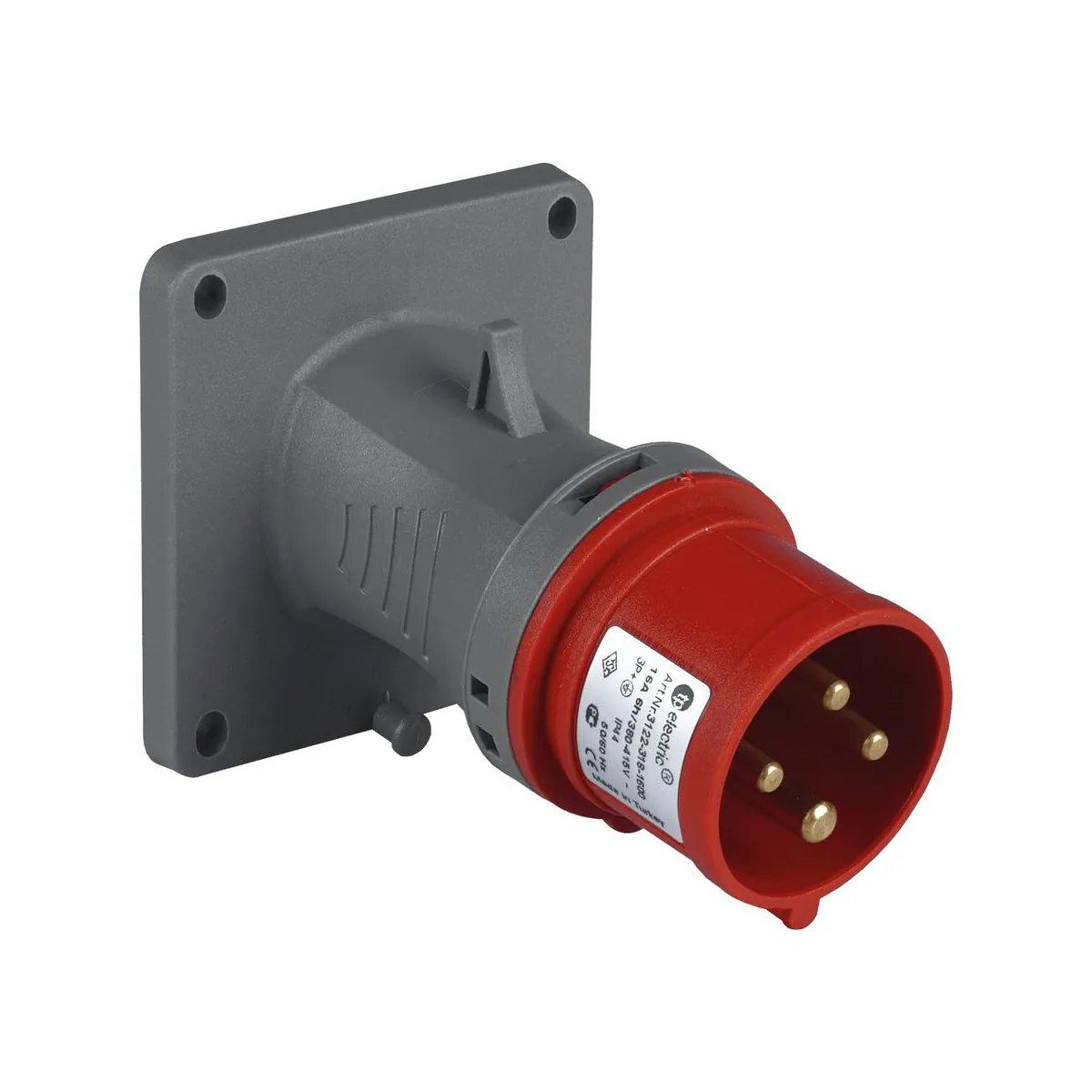 TP Elektrik 3126-318-1600 CEE 4x32A Makine Fişi (eğik) (85x85), IP 44, 6h