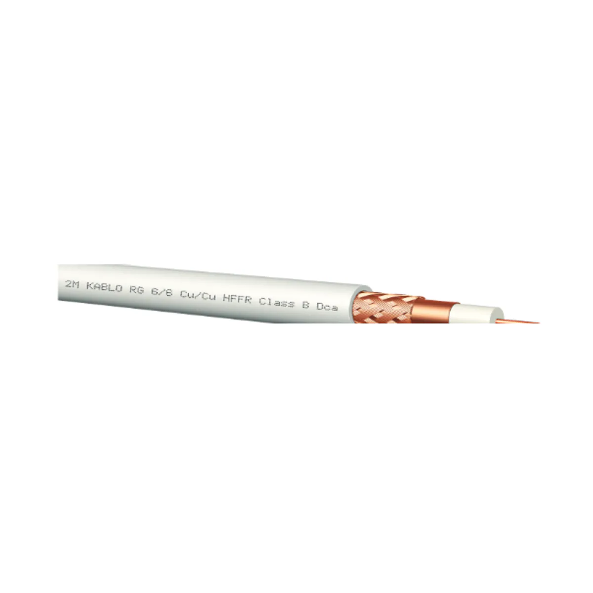2M Kablo Physically Foamed 75 Ohm HFFR RG 6/U-6 Cu/Cu HFFR Class B Euro-Class Dca White
