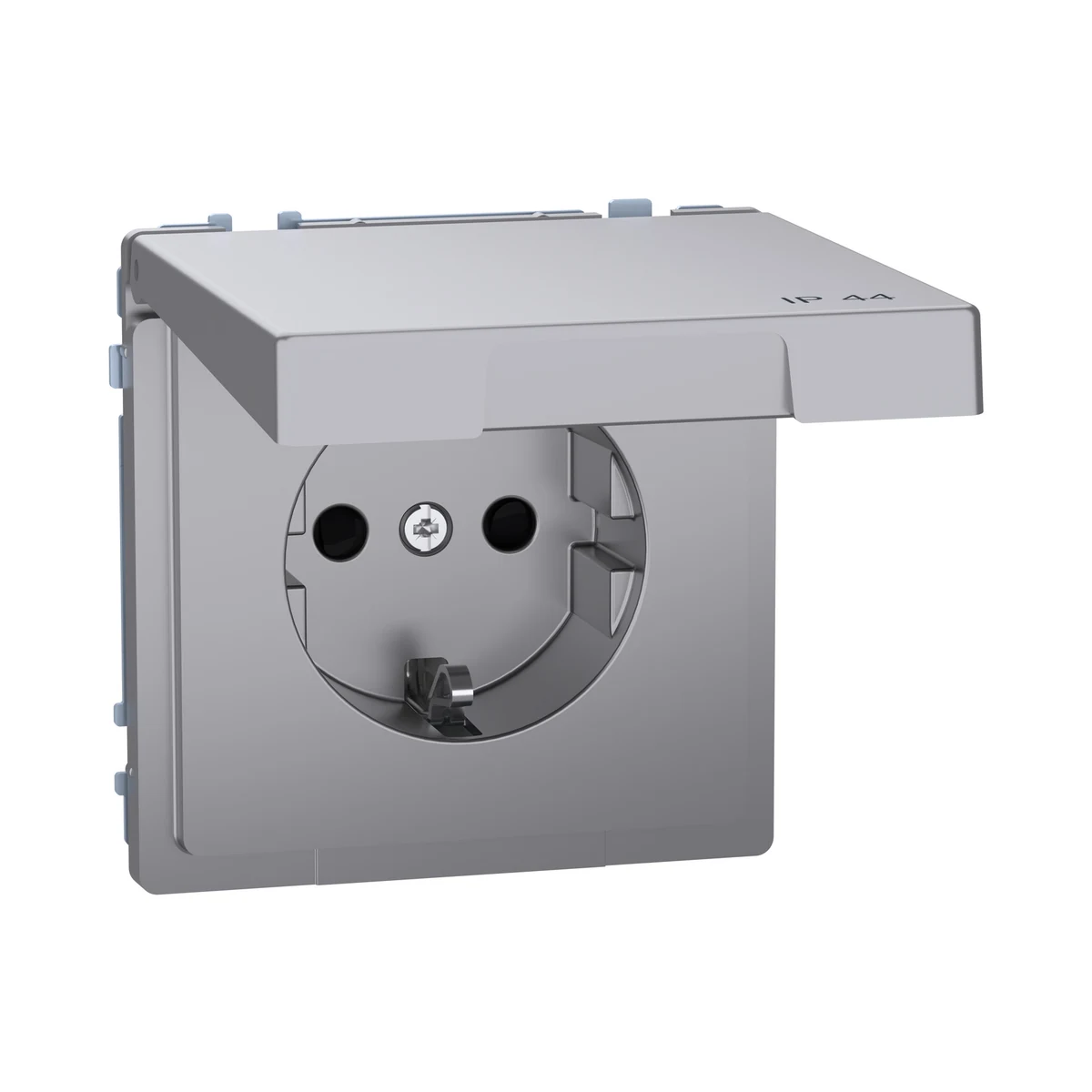 Schneider Electric MEG2314-6036 Merten System-D, IP44 Grounded Socket with Cover, Child-Safe, Quick Connection, Stainless Steel