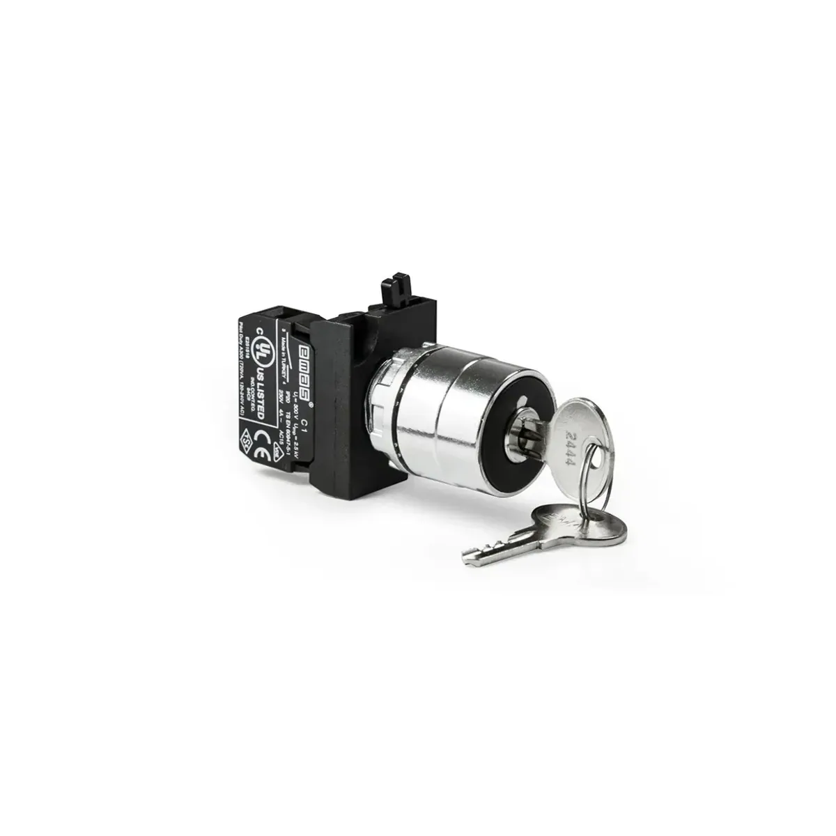 Emas CM Series Metal Key-Operated Maintained Key Removable in All Positions Push Button 1NO (0-I) 60° 22mm IP65