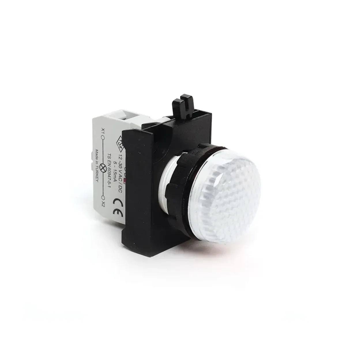 Emas CP Serisi Plastik Kontak Bloklu LED Beyaz 12-30V AC/DC 22mm Sinyal Lambası IP50