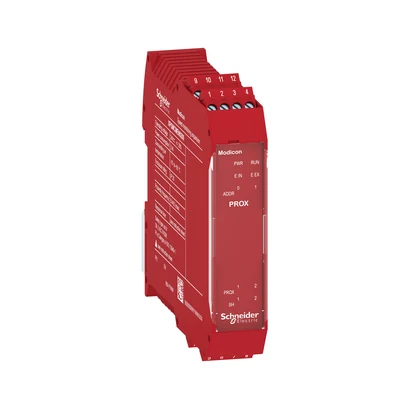 Schneider Electric XPSMCMEN0200 Safety Hız İzleme Modülü, 2 proximity switch girişi, terminal blok — üretici katalog görseli