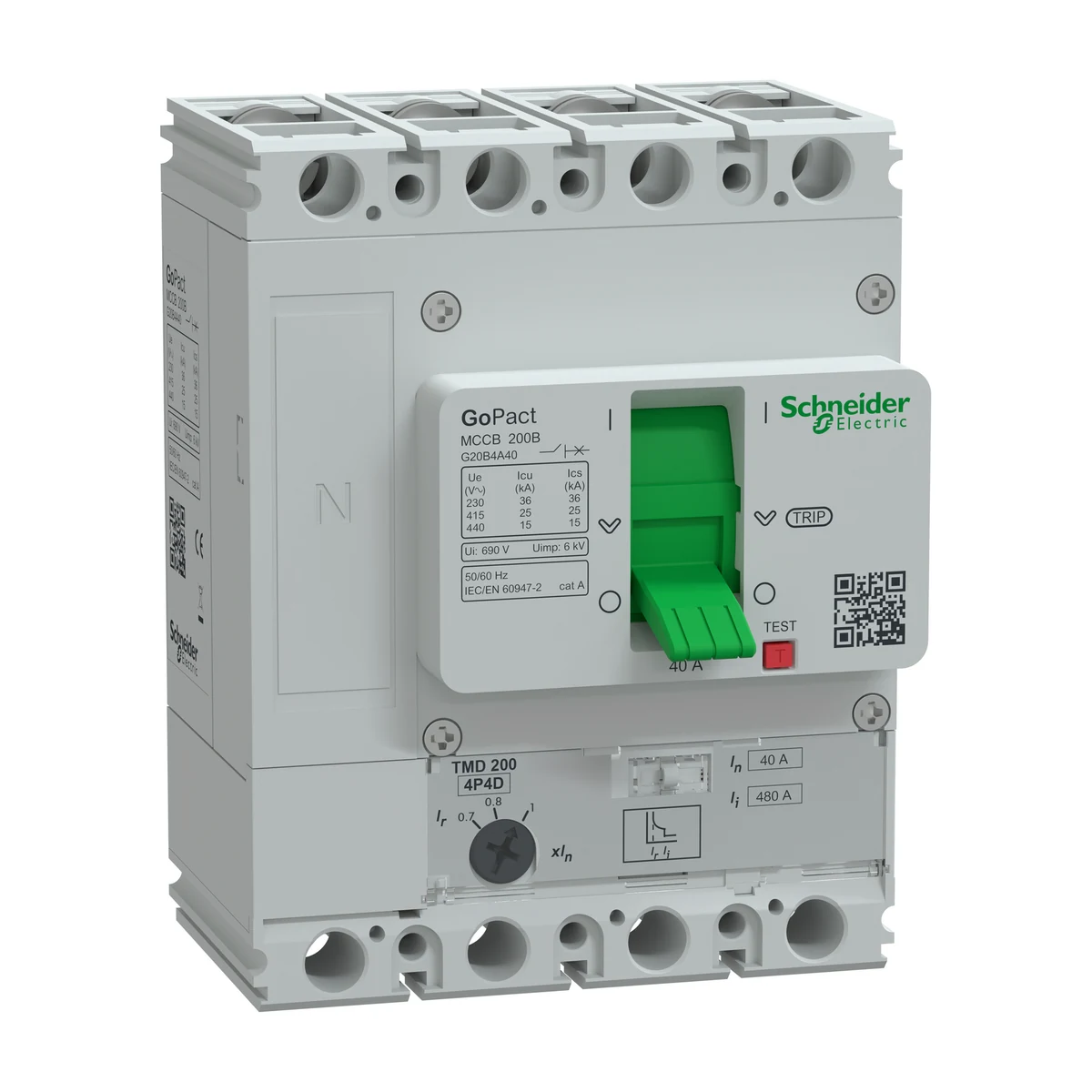 Schneider Electric G20B4A40 GOMCCB 200B 4P4D 40A Adjustable