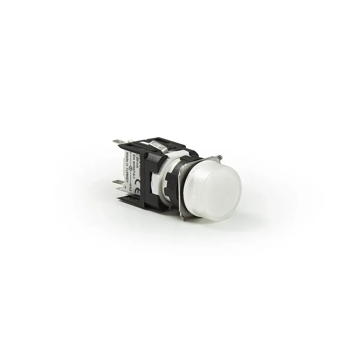 Emas D Series Plastic LED Round 12-24V AC/DC with Adapter White 16mm Pilot Light IP50