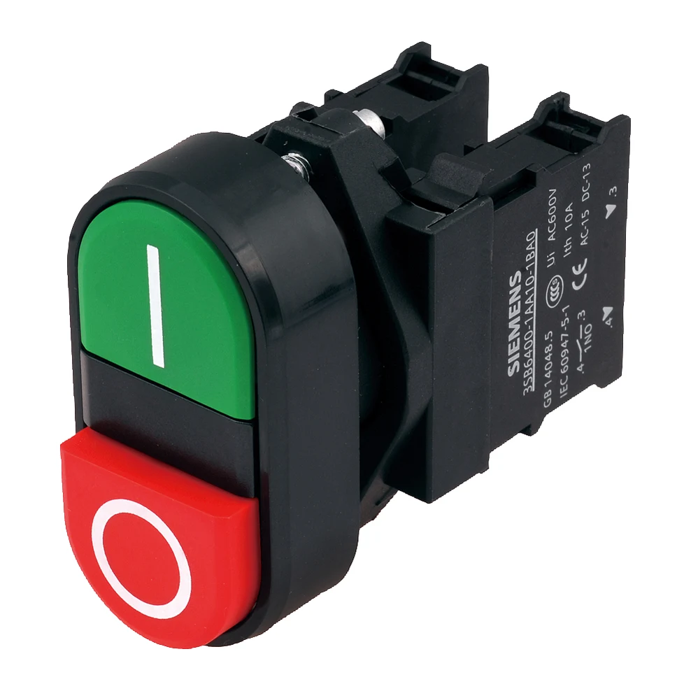 Siemens 3SB6160-3AA24-1MK0 Control Push Button Red-green twin push button 1NO/NC