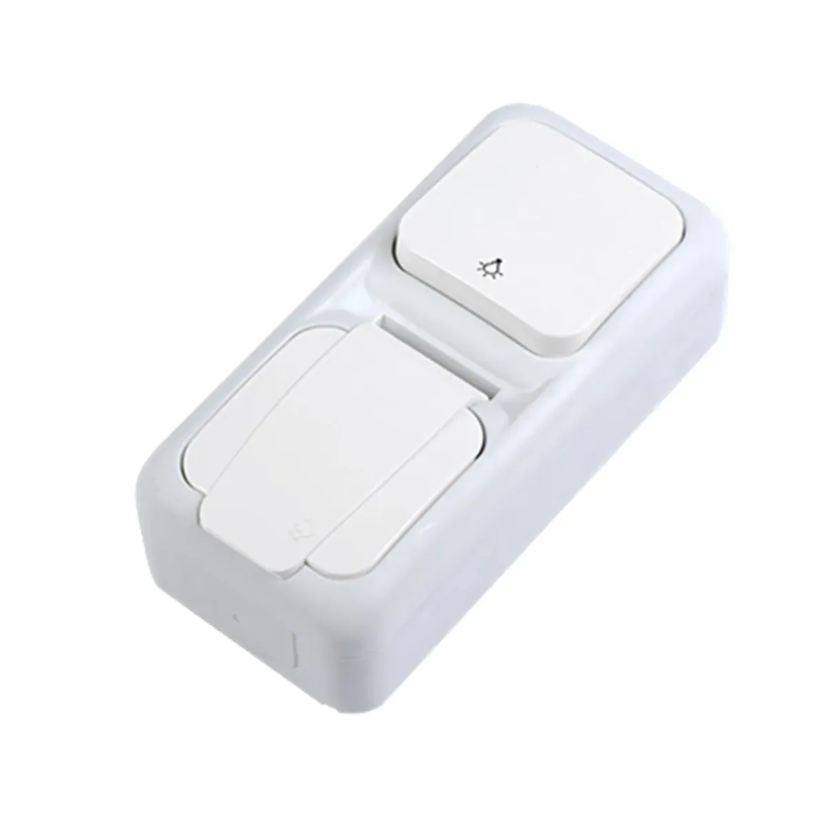 Viko Palmiye Surface-Mounted White Vertical Double Two-Way Switch and Grounded Socket IP54