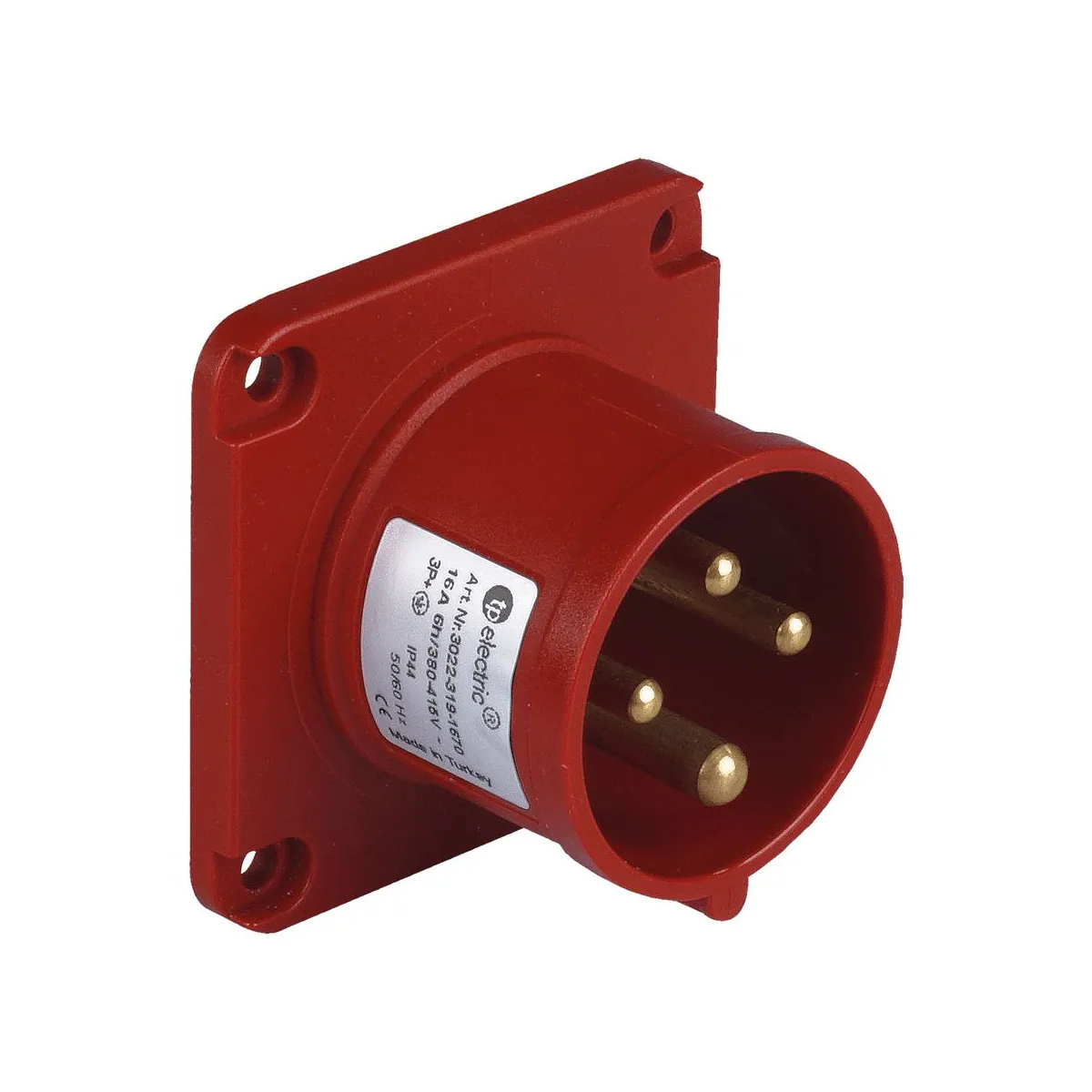 TP Elektrik 3022-319-1670 CEE 4x16A Makine Fişi (düz) (70x70), IP 44, 6h