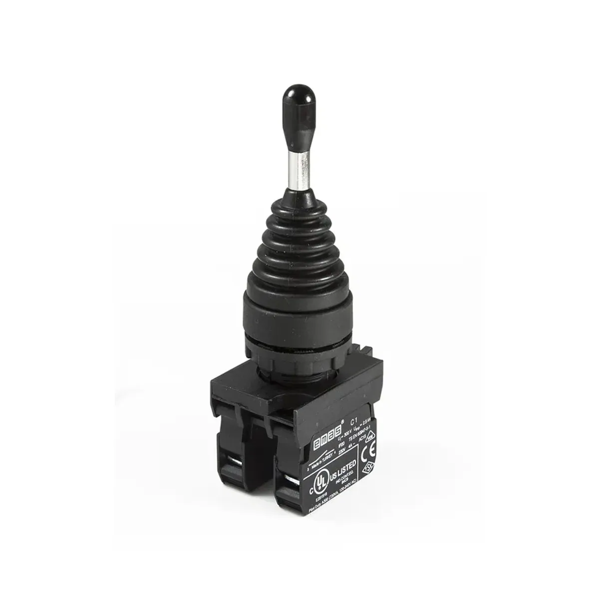 Emas CP Serisi Plastik Joystick Kalıcı Tip Buton 2 Yönlü Siyah 22mm IP65