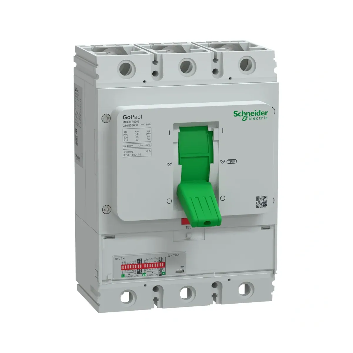 Schneider G80H3E500 500A GoPact 70kA Electronic ETU500 Molded Case Circuit Breaker 3P 380VAC