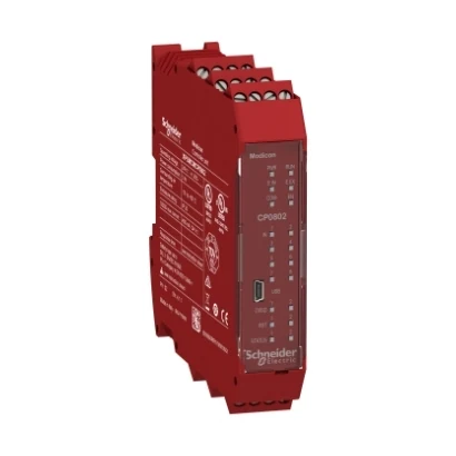 Schneider Electric XPSMCMCP0802 Safety PLC (Cat.4, Pl e, SIL3 Safety CPU), 8 safety inputs, 2 dual safety outputs, 24V DC