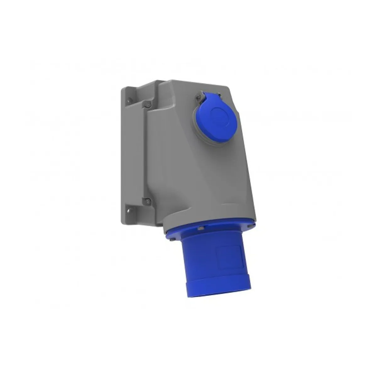 Bemis BC1-4403-2238 CEE 90° Angled Wall Plug with Panel Socket 63 A 2P+E IP44
