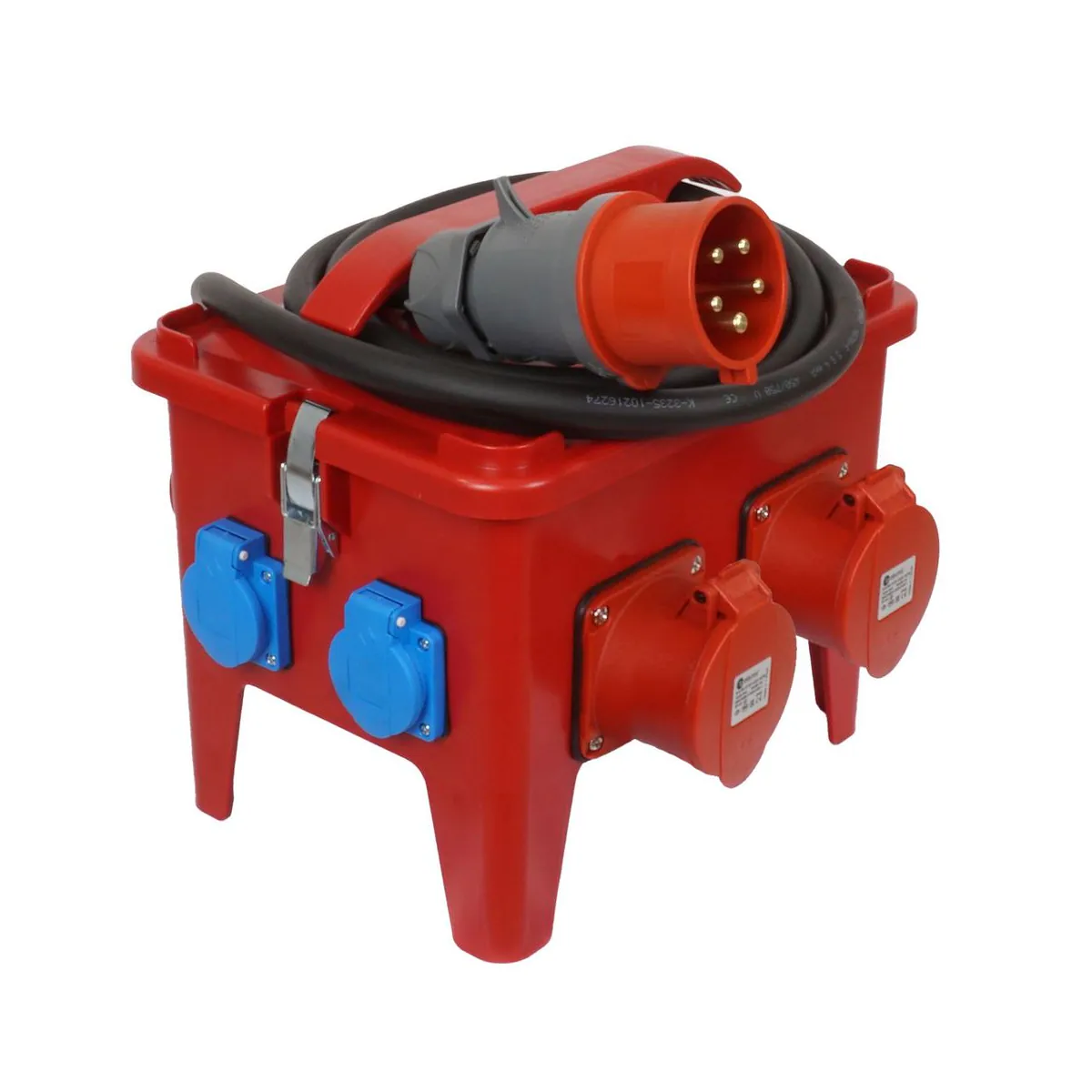 TP Elektrik 3333-004-5272 230x300 Combination Box with Mounted Socket, with 1x16A, 5x16A and 5x32A Sockets, Fused, Pre-Wired, IP 44, Red