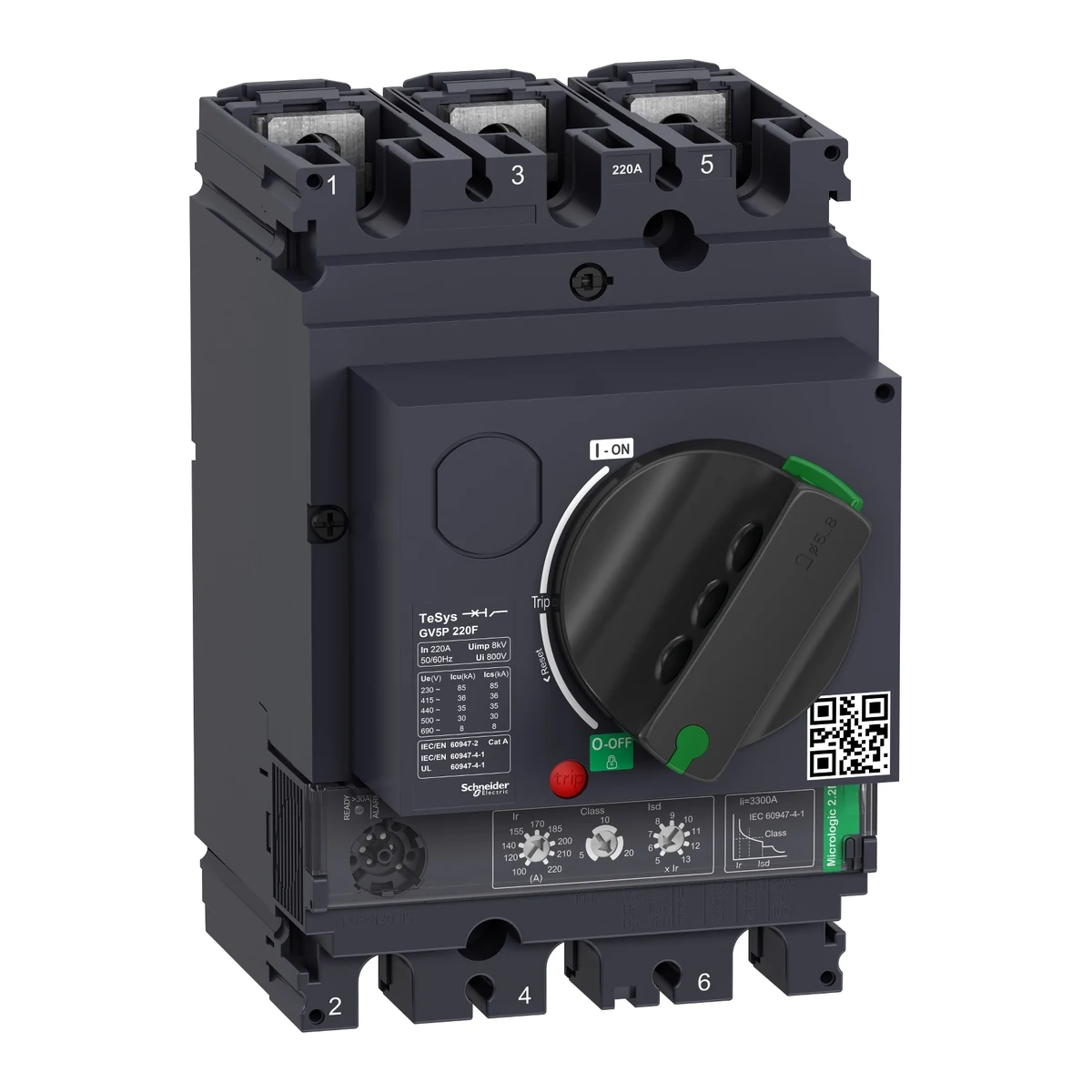 Schneider Electric GV5P220F TeSys GV5 Motor Circuit Breaker Thermal-Magnetic 220A 36kA