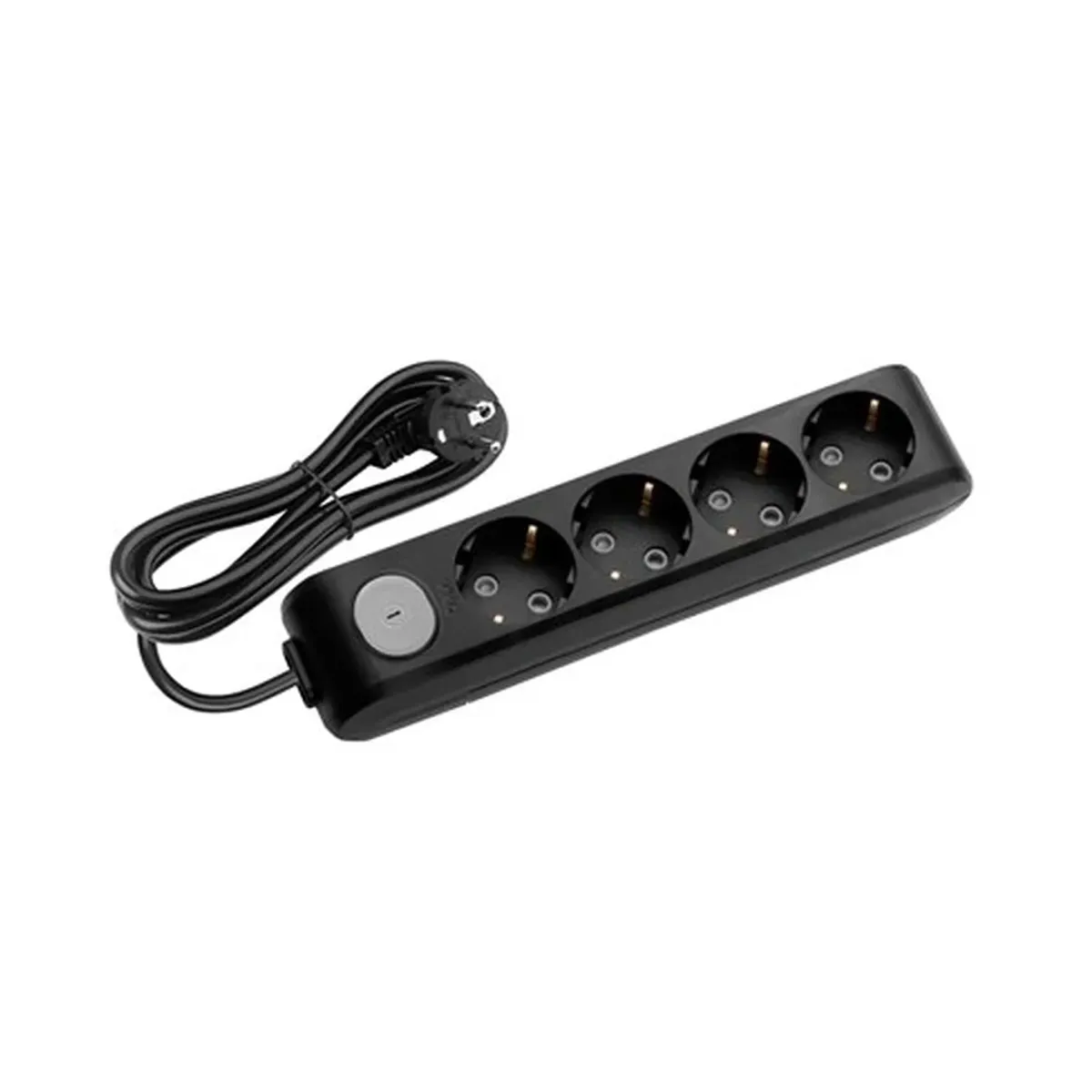 Viko Black Four-Socket Switched Grounded Power Strip with Cable, Child-Protected - 2 Meter