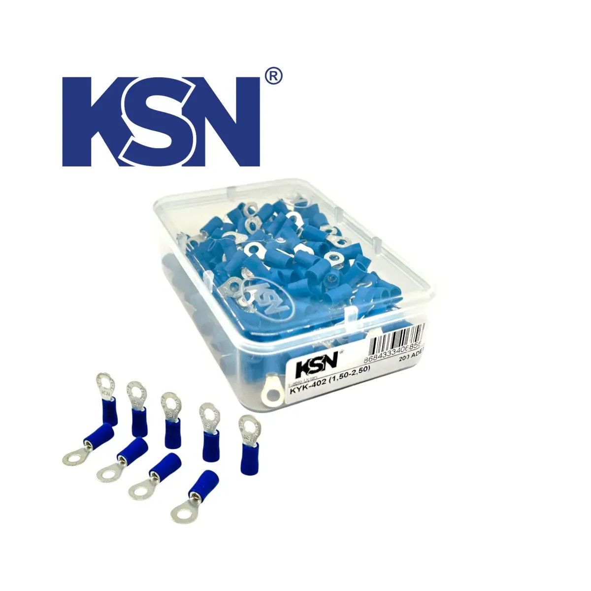 1.50-2.50mm2 Insulated Ring Type Blue Cable Terminal KYK-402 (200 pcs/Box)