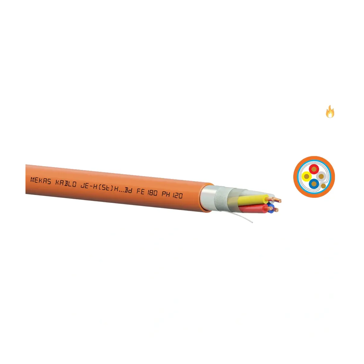 Mekas JE-H(St)H Bd 1x2x1,5 mm2 + 0,80 mm Halojen Free Ekranlı Yangına Dayanıklı Alarm Kablosu FE180/PH120