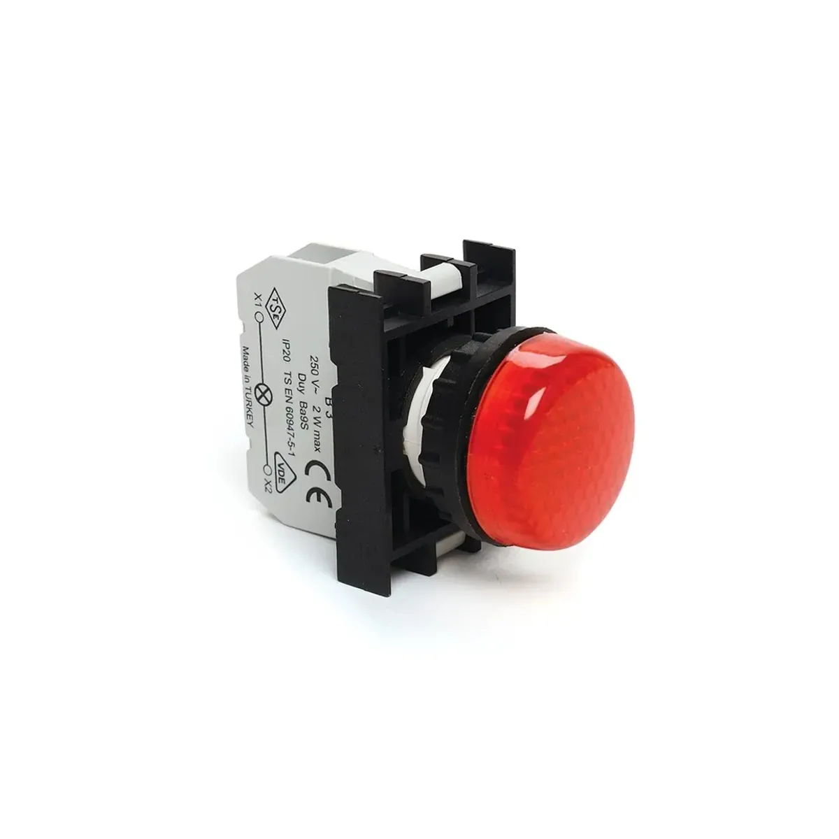 Emas B Series Plastic Contact Block Ba9S Lampholder Red 22mm Pilot Light IP50
