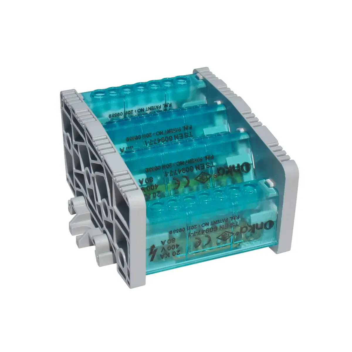 Onka 10-Hole 4-Pole Distribution Block with Cover 80A 9X6.5mm LOW PROFILE