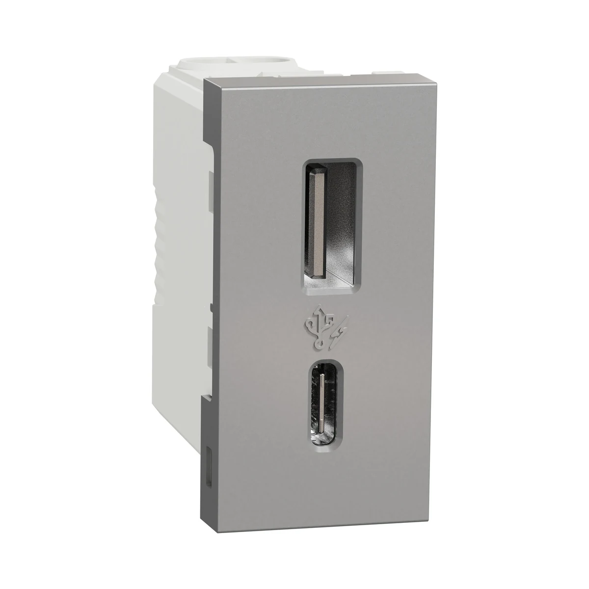 Schneider Electric NU301630 Yeni Unica, USB Şarj Prizi 1 modül Type A+C 15W, Alüminyum — üretici ürün görseli