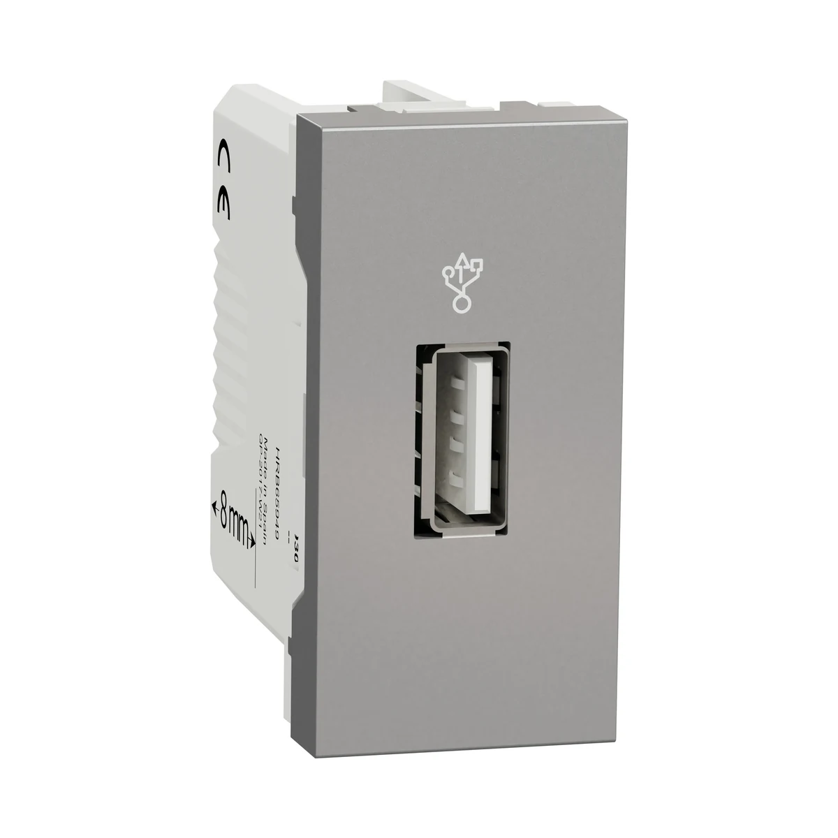 Schneider Electric NU342930 Yeni Unica, USB 3.0 Socket with Connector 1 module, Aluminum