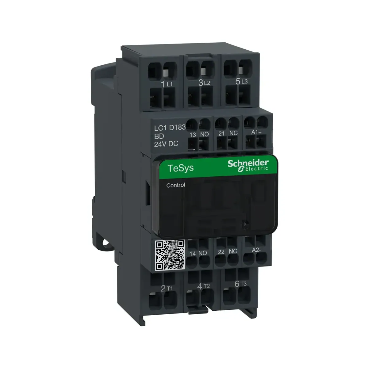 Schneider LC1D183BD TeSys D Kontaktör 3P(3 NA) AC-3 <= 440V 18A 24V DC bobin