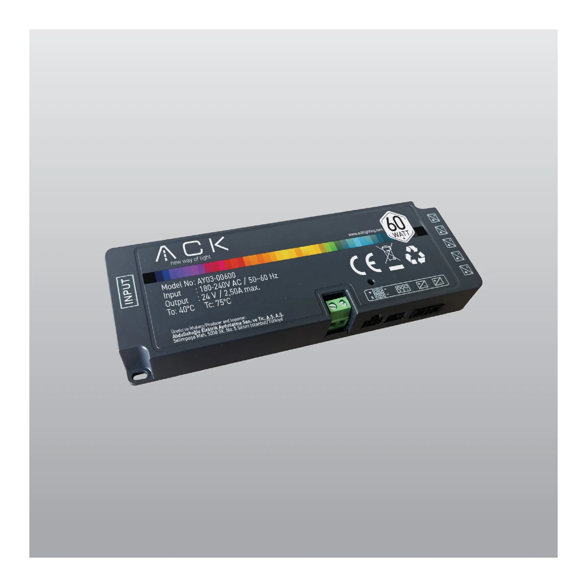 ACK AY03-00600 24V LED Bar Sürücüsü 60 W — temsili üretici aile görseli