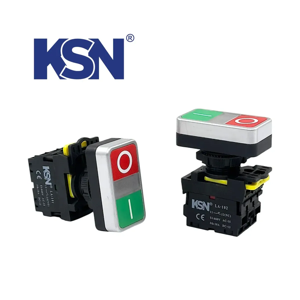 Dual Illuminated Green-Red Printed Twin Push Button 1no+1nc 220V AC/DC 22mm