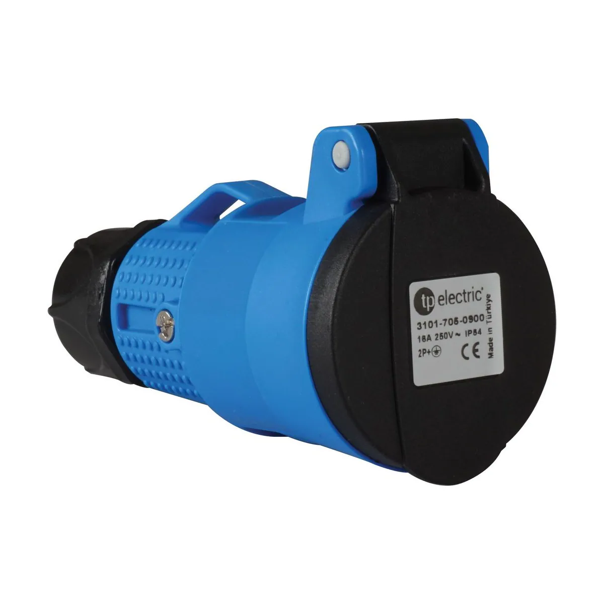 TP Elektrik 3101-705-0900 1x16A Polyamide - Extension Socket with Cable Gland, IP 54, Blue
