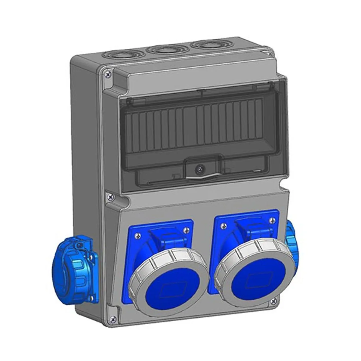 Mete Enerji 7003505CB504 2 pcs 3x32A IP67 Angled Machine Socket on Front + 2 pcs 1x16A IP66/68 Panel Socket on Side