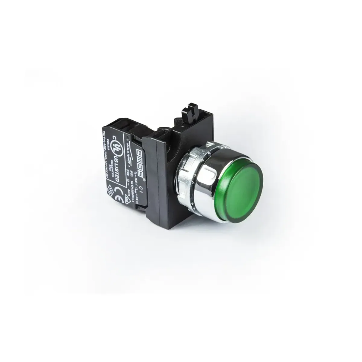 Emas CM Serisi Metal Yaylı Çıkık Tip Yeşil Buton 1NO 22mm IP65