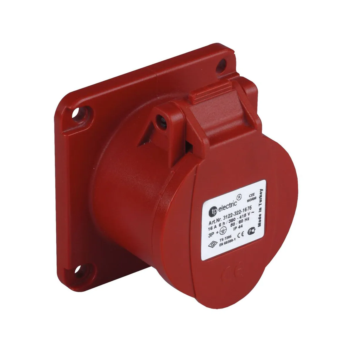 TP Elektrik 3022-321-0370-5h CEE 4x16A Makine Prizi (düz) (70x70), IP 44, 5h — temsili aile görseli