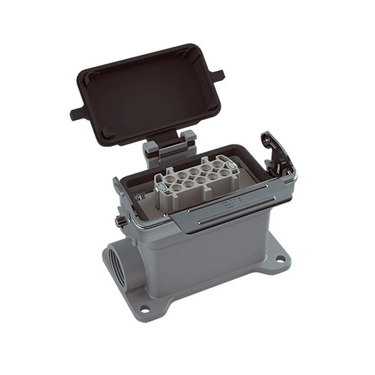 Mete Enerji 403715S 10x16A Dual-Entry Multi-Contact Wall Plug with Single Metal Latch and Hinged Cover