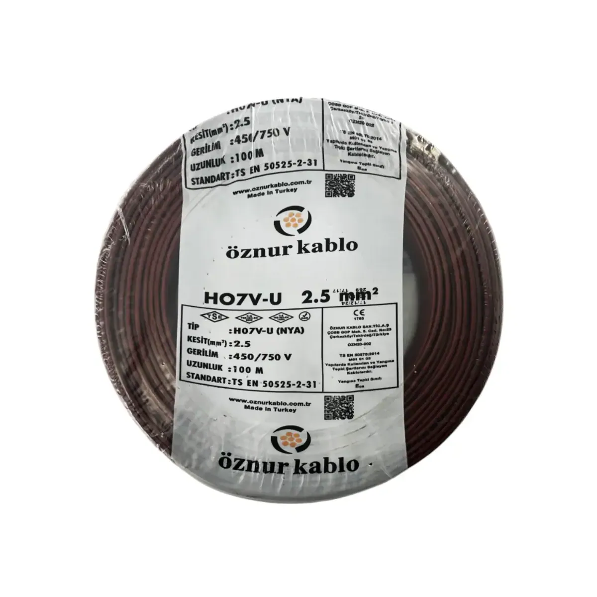 Öznur NYA 1x2,5 mm2 H07V-U Kahverengi Kablo