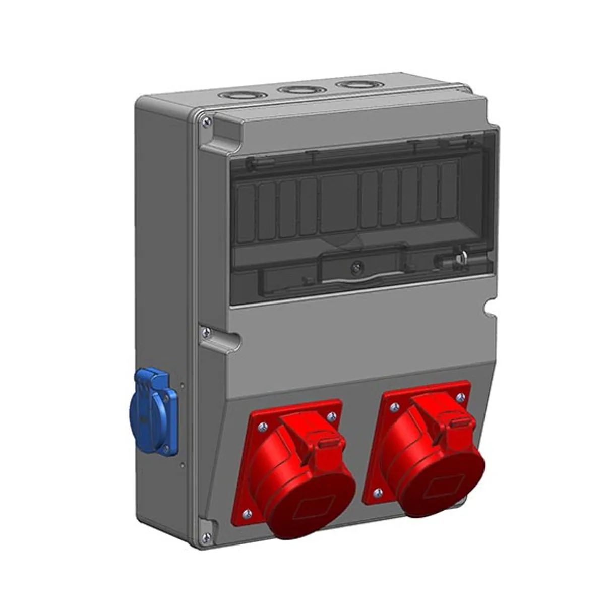 Mete Enerji 70065050B002 2 pcs 5x32A IP44 Angled Machine Socket on Front + 2 pcs 1x16A IP44 Panel Socket on Side