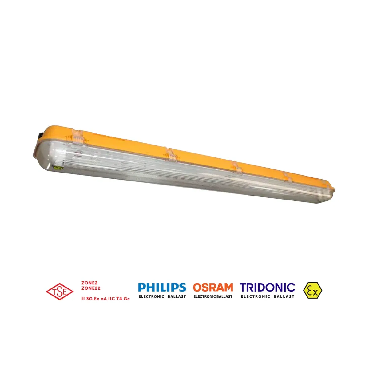 2x36W Ex-Proof 140x1280x102mm TSE LED Vapor-Tight Luminaire